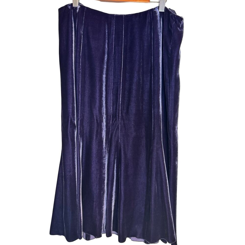 Vintage Nine West Purple Velvet Panel Midi Skirt – Size 12